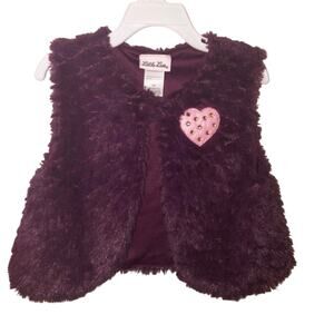 Little Lass Faux Fur Cozy Style Vest Cold Weather Sleeveless With Heart 6x